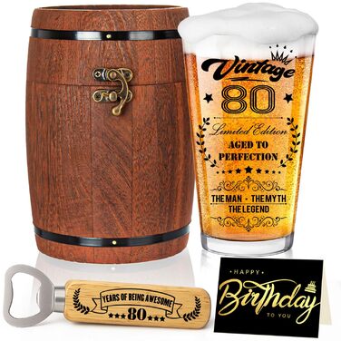 Персоналізований пивний келих з гравіюванням для чоловіка, 1966 рік народження, в дерев'яній подарунковій коробці 470 мл. Подарунок на 60 років, День народження, Валентин День.