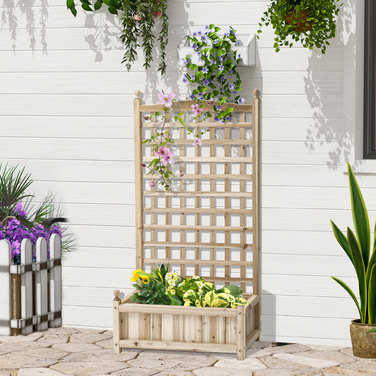 Балконний ящик Outsunny Climbing Plants, 1,2 м, ящик для кашпо з решіткою, ящик для квітів з ширмою конфіденційності, натуральне дерево