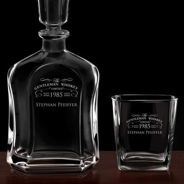 Мавертон Віскі Карафа + Набір склянок для віскі (2/4/6 шт.) з гравіюванням - 700 мл - Ідеальний подарунок для чоловіків, джентльменів