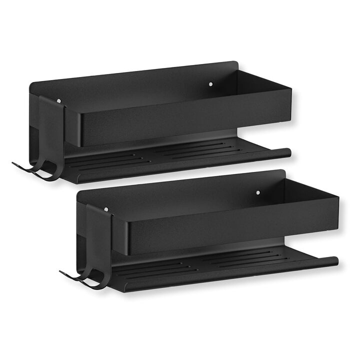 Набір душових полок BENKSTEIN 2 шт. | Без свердління | Кріпиться без свердління | Органайзер для душу, полиця для шампуню та гелю для душу | Чорний, для ванної кімнати