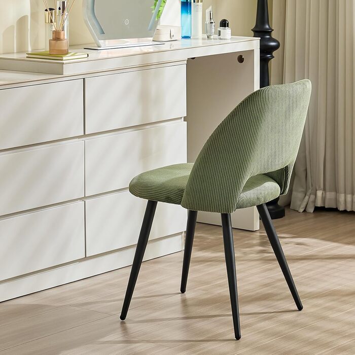 Набір обідніх стільців 4 шт. з витонченою спинкою, м'які стільці для кухні, вітальні, спальні, зелений (2 шт. в наборі)