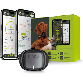 Нашийник для собак і кішок KIPPY-Kippy EVO для відстеження стану здоров'я і активності собак з функцією миттєвого оповіщення-GPS для домашніх тварин з функцією віртуального визначення кордонів-Сірий