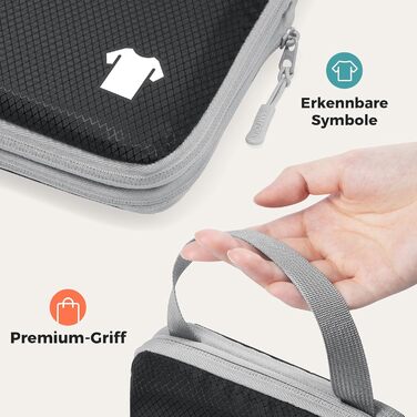 Набір органайзерів для валізи та рюкзака з компресією, водонепроникні пакувальні куби для подорожей, 8 предметів, чорний