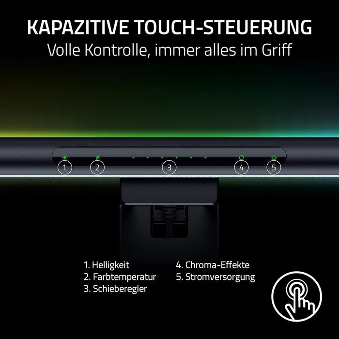 Razer Aether: Світлодіодна стрічка для монітора з RGB підсвічуванням - Чорний