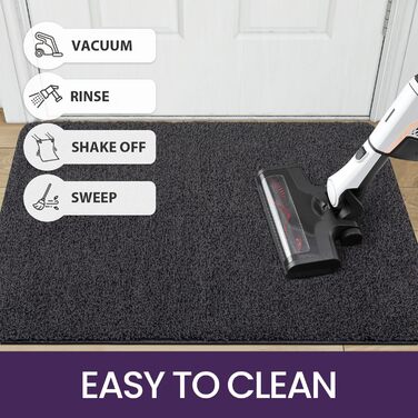 Килимок для дому DEXI 80 x 120 см, чорно-сірий, антиковзаючий, швидковисихаючий, для собак, вхідні двері, коридор
