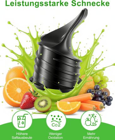 Електричний соковитискач для цілих овочів та фруктів, 130 мм, з широкою подачею, легкий у чищенні, чорний