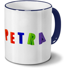 Кружка з ім'ям Петра - Магнітні літери - Кружка, Чашка для кави - Синій (60 символів)