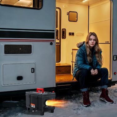 Дизельний обігрівач VEVOR 8 кВт 12/24 В з Bluetooth, пульт, дисплей, CO-датчик, горизонтальний, портативний