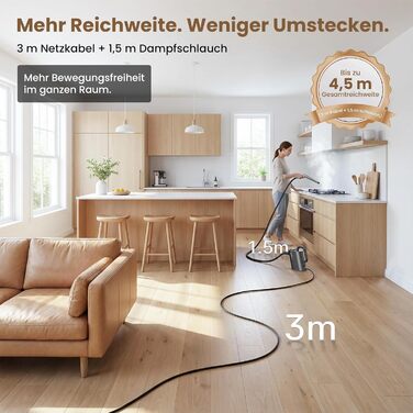 Портативний відпарювач 550 мл, 1500 Вт, з аксесуарами, для кухні, ванної, вікон, авто та оббивки (фіолетовий)