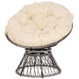 Крісло-гойдалка Outsunny Papasan, плетене крісло, м'яке сидіння, ротанг з штучного волокна, поворотне, металевий каркас, 87 x 97 x 90 см, бежеве