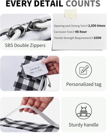 Набір органайзерів для валізи ECOHUB, 6 шт, дорожні компресійні сумки-кубики з ID-тегами, повітропроникні органайзери для одягу та рюкзака, чорно-білий колір