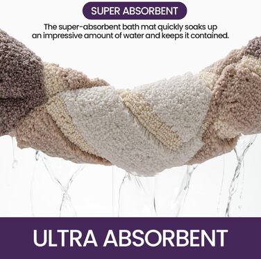 Дексі 2 шт. килимок для ванної кімнати, антиковзний, 40 x 60 см, м'який, швидковисихаючий, для ванної, душу, ванни (2 шт., бежевий)