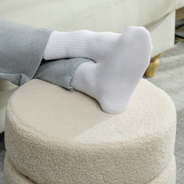Пуф HOMCOM, круглий, з м'якою оббивкою Teddy Fleece, металевий каркас, витримує до 120 кг, діаметр 40x45 см, бежевий