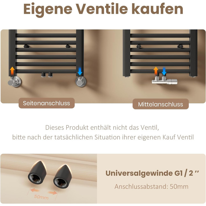 Електричний рушникосушар EMKE 1000x400 мм, антрацит, 356W