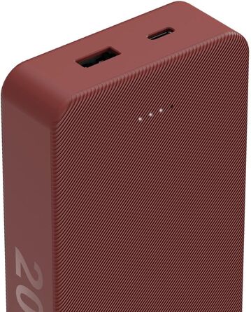 Дисплей, портативний зарядний пристрій, червоний, 20 20000mAh, USB-C/A, LED-