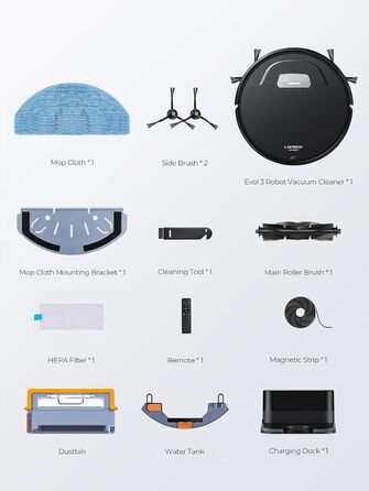 Робот-пилосос Laresar з функцією миття підлоги, 4500Pa, 3-в-1, сумісний з Alexa, час роботи 180 хв, для шерсті тварин, килимів, твердих підлог