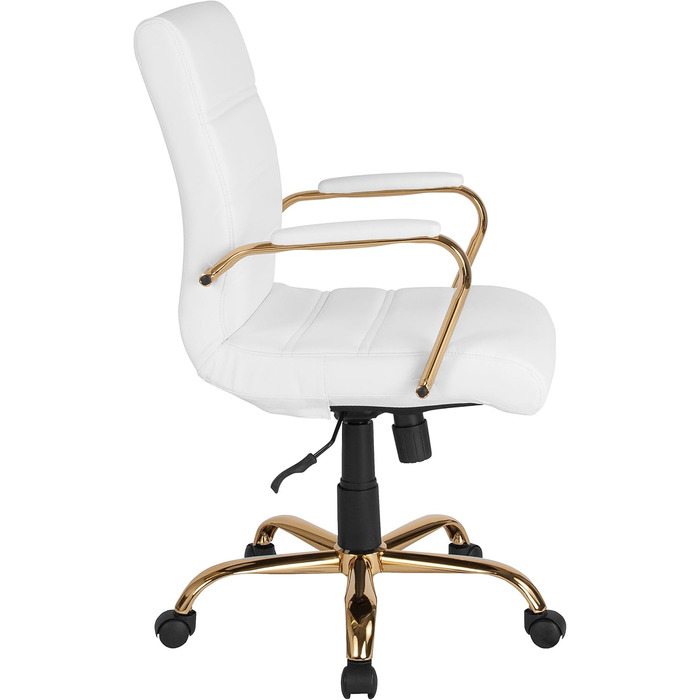 Офісний крісло Flash Furniture - крісло для шефа, біле шкіряне, з червоно-золотим каркасом, 61 x 58,5 x 103,5 см
