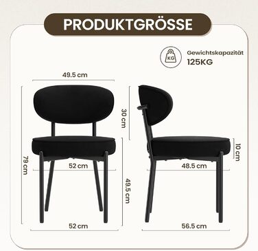 Обідні стільці COLAMY з м'яким сидінням 10 см – Сучасні стільці з плюшевої тканини Teddy, міцний металевий каркас, для кухні та вітальні, білий (чорний, набір 2 шт.)