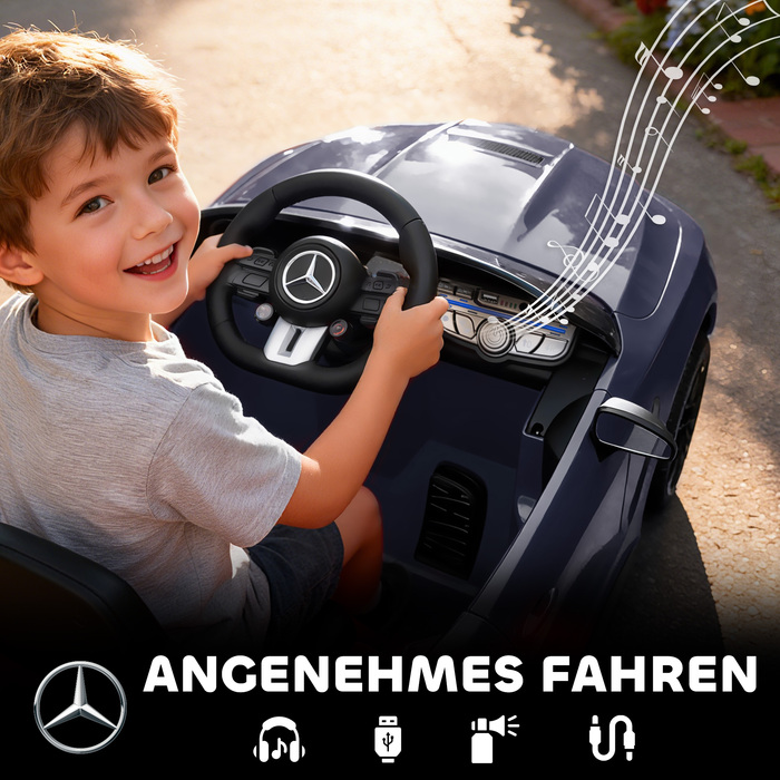 Електромобіль для дітей Kinder, дизайн Mercedes-Benz, двигун 12V, пульт дистанційного керування, світлодіодні фари, музика, для дітей віком 3-6 років, сірий колір