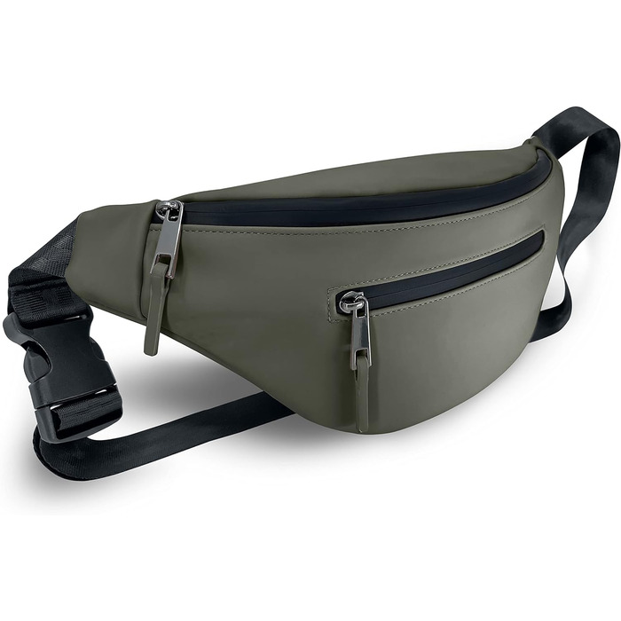 Поясна сумка та нагрудна сумка преміум-класу для жінок та чоловіків (штучна шкіра) - поясна сумка та сумка через плече Високоякісна сумка для відпочинку, спорту та подорожей - Стильна, елегантна сумка через плече та слінг (1.2 л) (зелена), 3KIND -