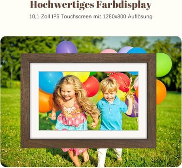 Цифровий фоторамка Eptusmey 10.1 дюймів з Wi-Fi, дерев'яний корпус з дуба, 32GB, HD IPS сенсорний екран 1280x800, відтворення фото/відео через Uhale APP, подарунок для чоловіків та жінок, колір A-Білий
