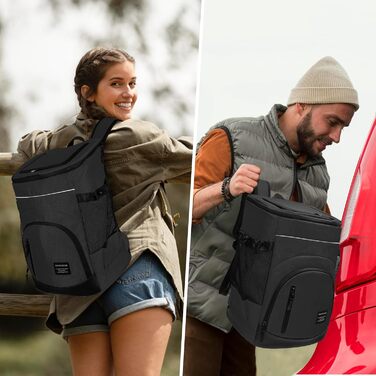 30L Рюкзак-холодильник великий, витримує протікання, ізольований рюкзак для пікніків для чоловіків та жінок, термосумка для пляжу, кемпінгу, відпочинку на природі, риболовлі, зелений (чорний)