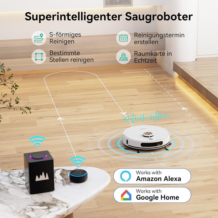 Робот-пилосос Tesvor S8 Pro з функцією миття - 8000Pa, LiDAR-навігація, 240 хв роботи, керування через додаток/Alexa, для тварин, килимів, твердих підлог