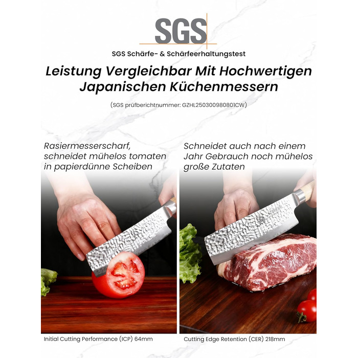 Японський ніж Сантоку 18 см з VG-10 сталі Дамаск, професійний кухонний ніж, ідеальний для дому та як подарунок (18 см Накірі)