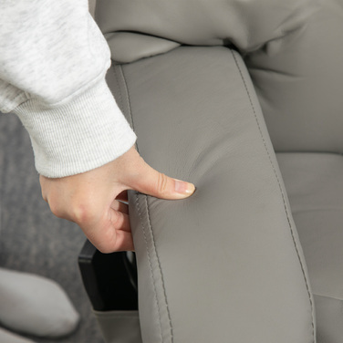 Крісло-релакс з функцією масажу, телевізійне крісло з бічною кишенею, штучна шкіра, сірого кольору