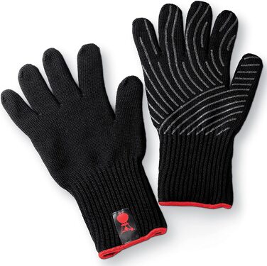 Преміум гриль-рукавички Weber L/XL, кевларові, з силіконовими вставками, чорні, захист від високих температур