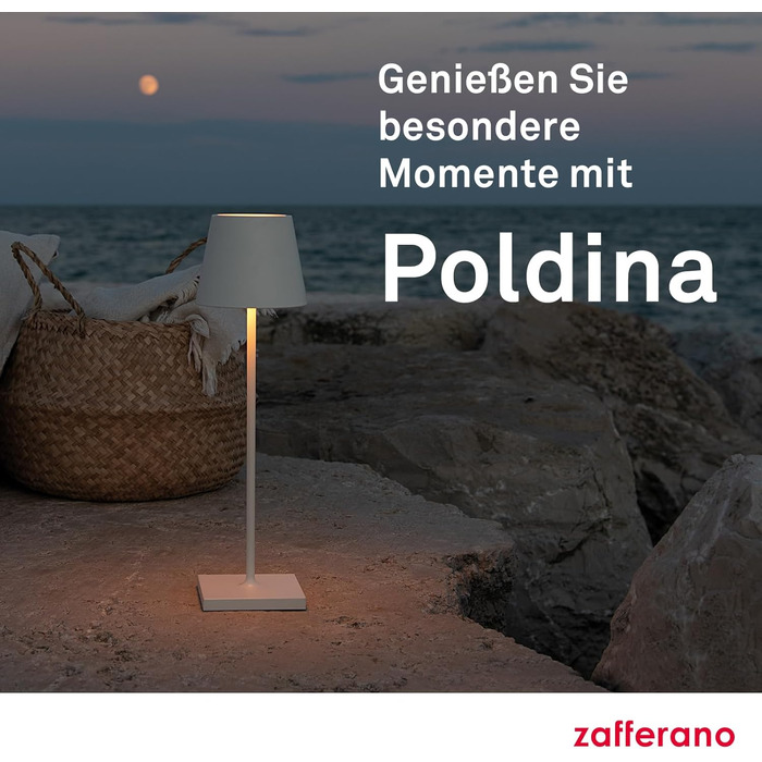 Zafferano Poldina Pro: Бездротова настільна лампа з торшетом Corten, сенсорне керування, для дому та саду, регулювання яскравості, 2200-3000K, 38 см