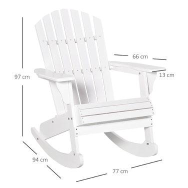 Садове крісло Outsunny Adirondack Крісло-гойдалка Крісло-гойдалка 77 x 94 x 97 см, білий, стійкий до погодних умов, ідеально підходить для саду та балконних меблів