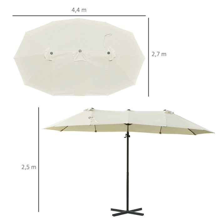 Outsunny Double Parasol Cantilever Parasol Double Parasol з регульованим садовим парасолькою Sunshade Metal Cream White 440 x 270 x 250 см | Аосом