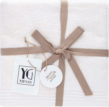 Набір килимків для ванної YENGA 2 шт., 100 бавовна, сертифікований Oeko-Tex, М'який, всмоктуючий, швидковисихаючий, килимок для ванної, килимок для душа, килимок для душа, килимок для душа, 2 шт., 50x70 см, (кремово-білий)