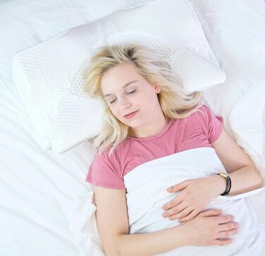 Ортопедична подушка Elviros з Memory Foam для сну на боці, підтримка шиї, зменшує біль у шиї та плечах, 53.8x11/9x33cm