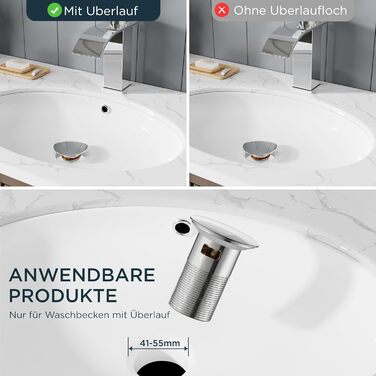 Змішувач для ванної кімнати FORIOUS водоспад, одноручний, з виливом 80 мм, хромований, економний, для ванної та туалету