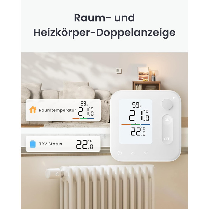 SwitchBot Розумний термостат на радіатор Bluetooth з керуванням через додаток, таймером, енергозбереженням, сумісний з Alexa, Apple Home та Home Assistant (потрібен Hub) - Комплект
