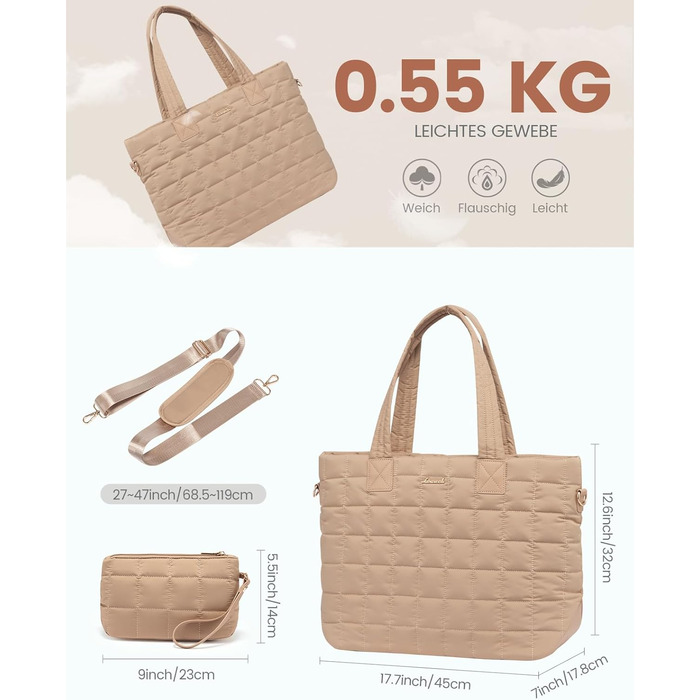 Сумка для ноутбука LOVEVOOK для жінок, 15.6 дюймів, хакі. Сумка-шоппер, робоча сумка, сумка для навчання, офісна сумка, сумка через плече для бізнесу та навчання