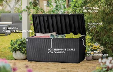 Ящик для зберігання Keter Capri 305л коричневий, водонепроникний, для саду та тераси