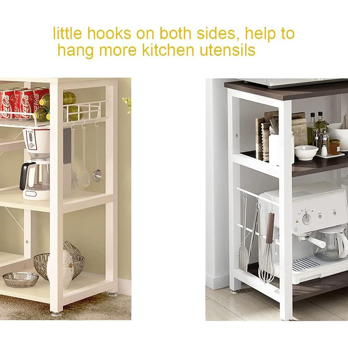 Стелаж для кухні Soges: місткий, з 3 полицями, для мікрохвильової печі, чорний (темно-коричневий)