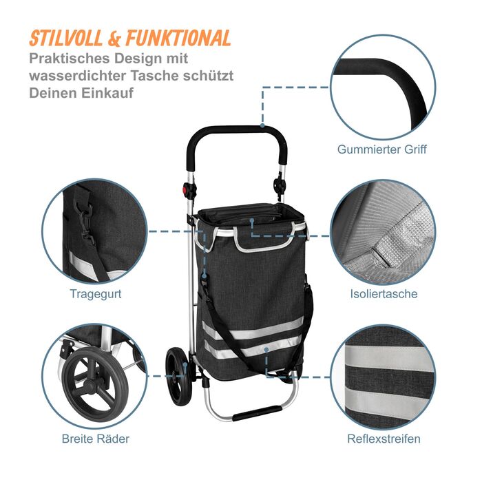 Складаний візок для покупок Relaxdays, об'єм 45 л