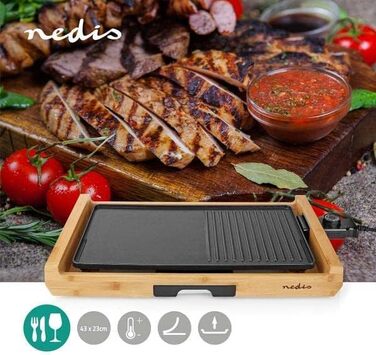 Настільний гриль Nedis FCBG100FBK43 Teppanyaki, алюміній