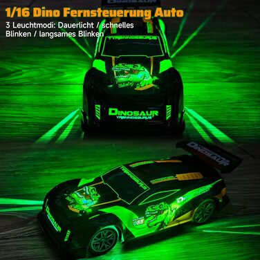 Радіокерований Monstertruck 1:20 2.4GHz Динозавр - швидкість 20 км/год, LED, Музика, для хлопчиків та дівчаток від 3 років