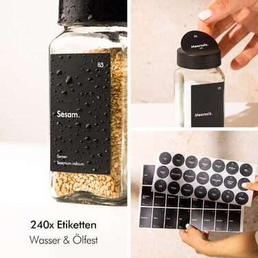 Органайзер для спецій KIVY з полицями та 24 скляними баночками | Регульований, підходить для всіх ящиків | Чорний колір