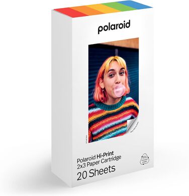 Polaroid Hi-Print 2-ге покоління: Bluetooth-принтер для фото 2x3 дюймів + папір (20 шт.) - білий