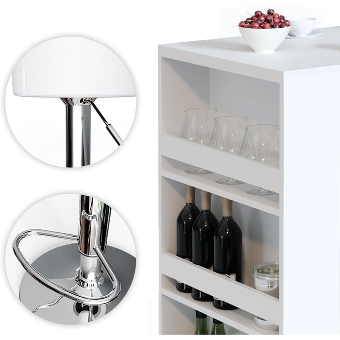 Набір барний стіл та табурети Vicco Bartisch-Set, білий/антрацитовий, 80 x 57 см (2 табурети)