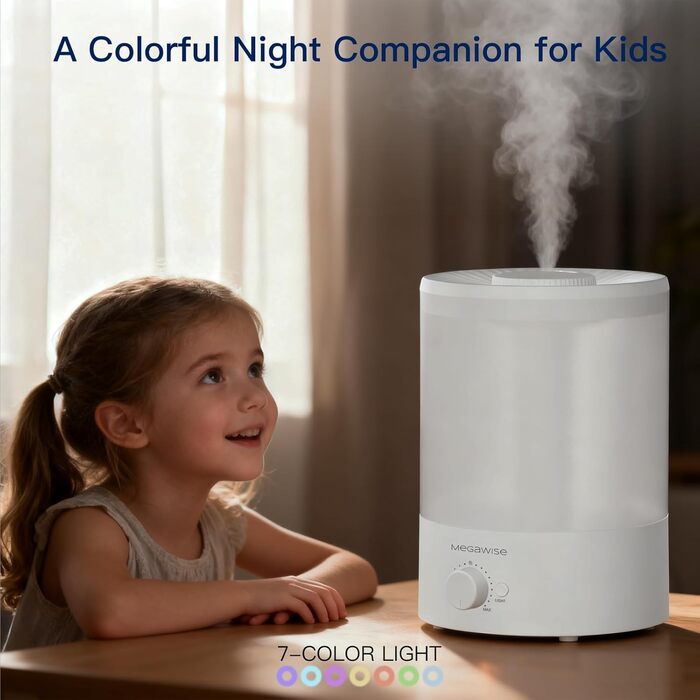 Набір з 2 ультразвукових зволожувачів повітря H1-XIT по 3.5Л, холодний туман, верхній залив води, безпротікання, для дитячої кімнати, спальні та вітальні, білий