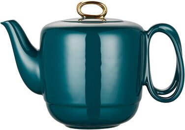 Порцеляновий чайник ZENS з ситечком, керамічний чайний сервіз з намотаною ручкою об'ємом 1000 мл для розсипного чаю, розкішна обробка з золота, гладка темно-зелена