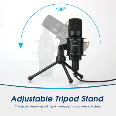 Daffodil MCP200 USB Конденсаторний мікрофон: для стрімінгу, подкастів, запису голосу. Комплект з поп-фільтром, антишоком та підставкою. Сумісний з PC, Mac.