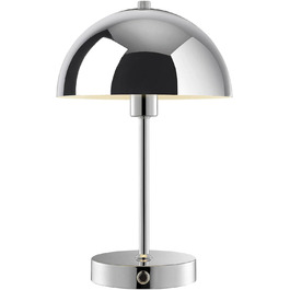 LED настільна лампа Mokebo® 'Leuchtturm' бездротова, акумуляторна, диммер, USB-C, вінтажний квітковий горщик, гриб, нічник, тауп, метал, тепле біле світло (сріблястий)